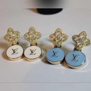Crystal CZ Blossom Earings, Choice Of White Or Blue LV